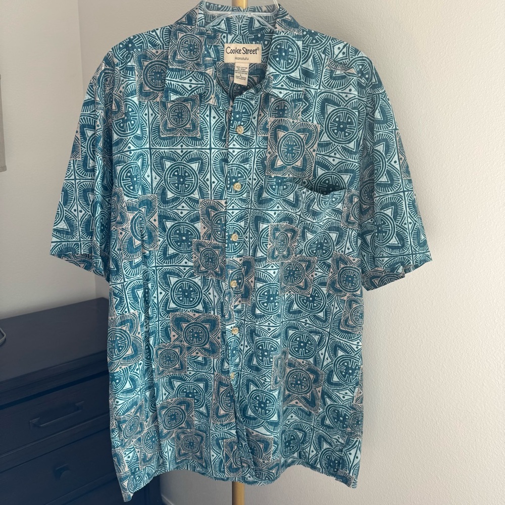 Vintage Cooke Street Blue 100% Cotton Casual Button Down - Size Large
